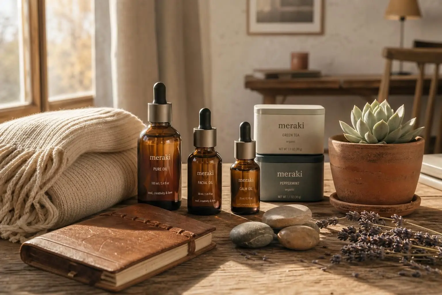 A thoughtfully arranged collection of premium wellness products sits on a weathered oak table in a minimalist home office. A thoughtfully arranged collection of premium wellness products sits on a weathered oak table in a minimalist home office.